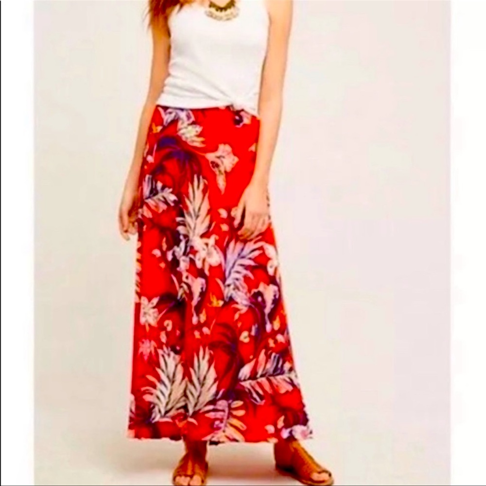 Anthroplogie NWT HD in Paris Silk Floral lined maxi skirt